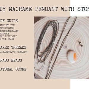 DIY kit macrame pendant with stone, personalized pendant kit, healing stone, make your own macrame pendant, Gift for her, macrame amulet kit image 2