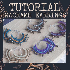 Easy earrings tutorial, earrings macrame tutorial, PDF tutorial, Earrings Step by step, mindfulness, Guide macrame tutorial,Instant Download