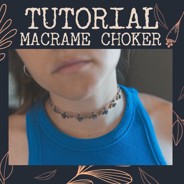 Macrame pattern of choker,tutorial choker with stone, PDF file, PDF macrame tutorial, macrame choker tutorial, healing stone, easy to make,