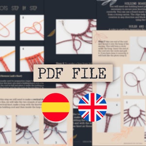 May include: A PDF file with instructions on how to make a knotted bracelet. The instructions are illustrated with photos of the steps. The file is available in both English and Spanish.