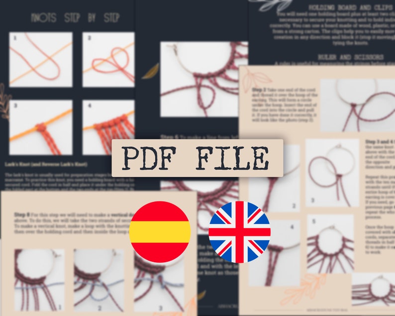 May include: A PDF file with instructions on how to make a knotted bracelet. The instructions are illustrated with photos of the steps. The file is available in both English and Spanish.