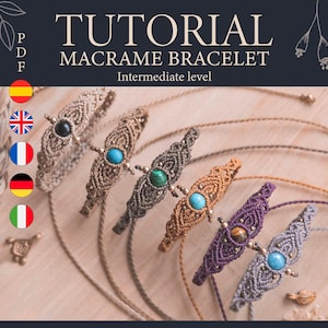Macrame bracelet tutorial, Bracelet with natural stone tutorial, Easy bracelet tutorial, Macrame Pattern, Knotty Macrame, Bracelet pattern