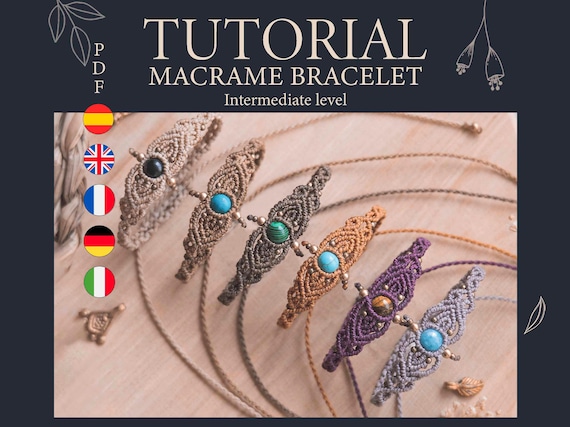 Macrame bracelet tutorial, Bracelet with natural stone tutorial, Easy bracelet tutorial, Macrame Pattern, Knotty Macrame, Bracelet pattern