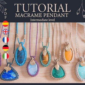 Tutorial macrame necklace, Pattern Stone Wrapping, Micromacrame tutorial, How to make a macrame pendant, PDF guide, Macrame amulet, Tutorial