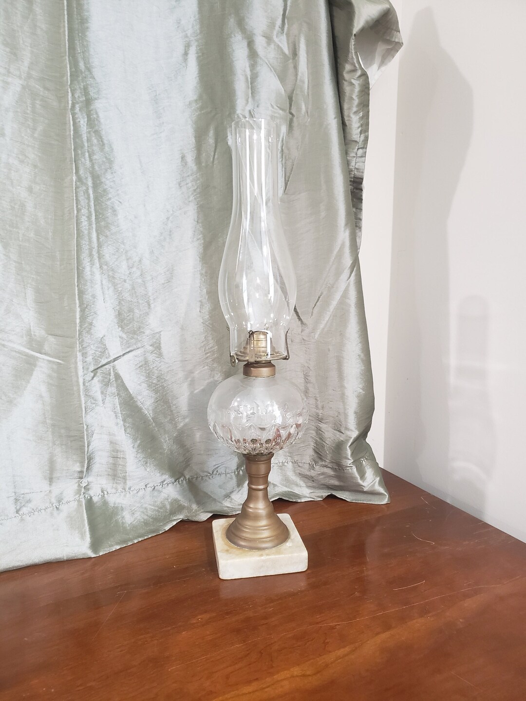 Clear Glass Ball Oil Lamp on Metal & Stone Base With Royal Etsy UK