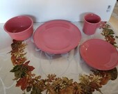 Fiesta Flamingo 4 piece place Setting with Dinner, Salad, Mug and Bowl