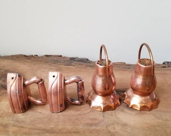 2 Set of Copper Salt and Pepper Shakers Irons and Lantern like ones.