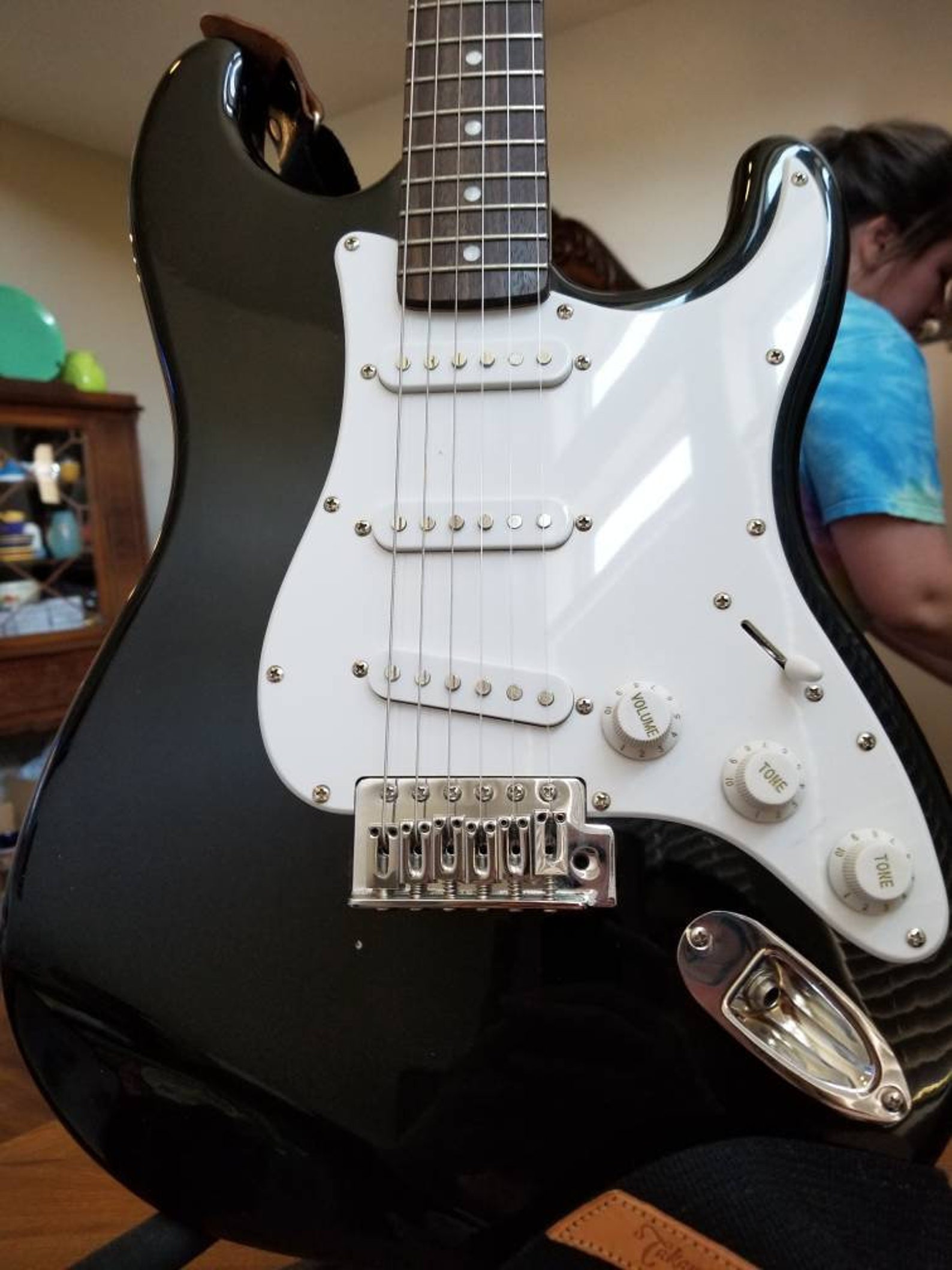 Fender Starcaster Strat Electric Guitar Black & White Etsy