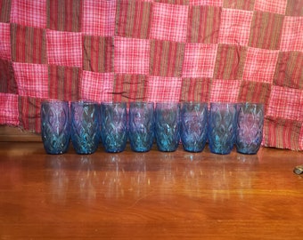 Set of 8 Anchor Hocking Blue Madrid Glasses