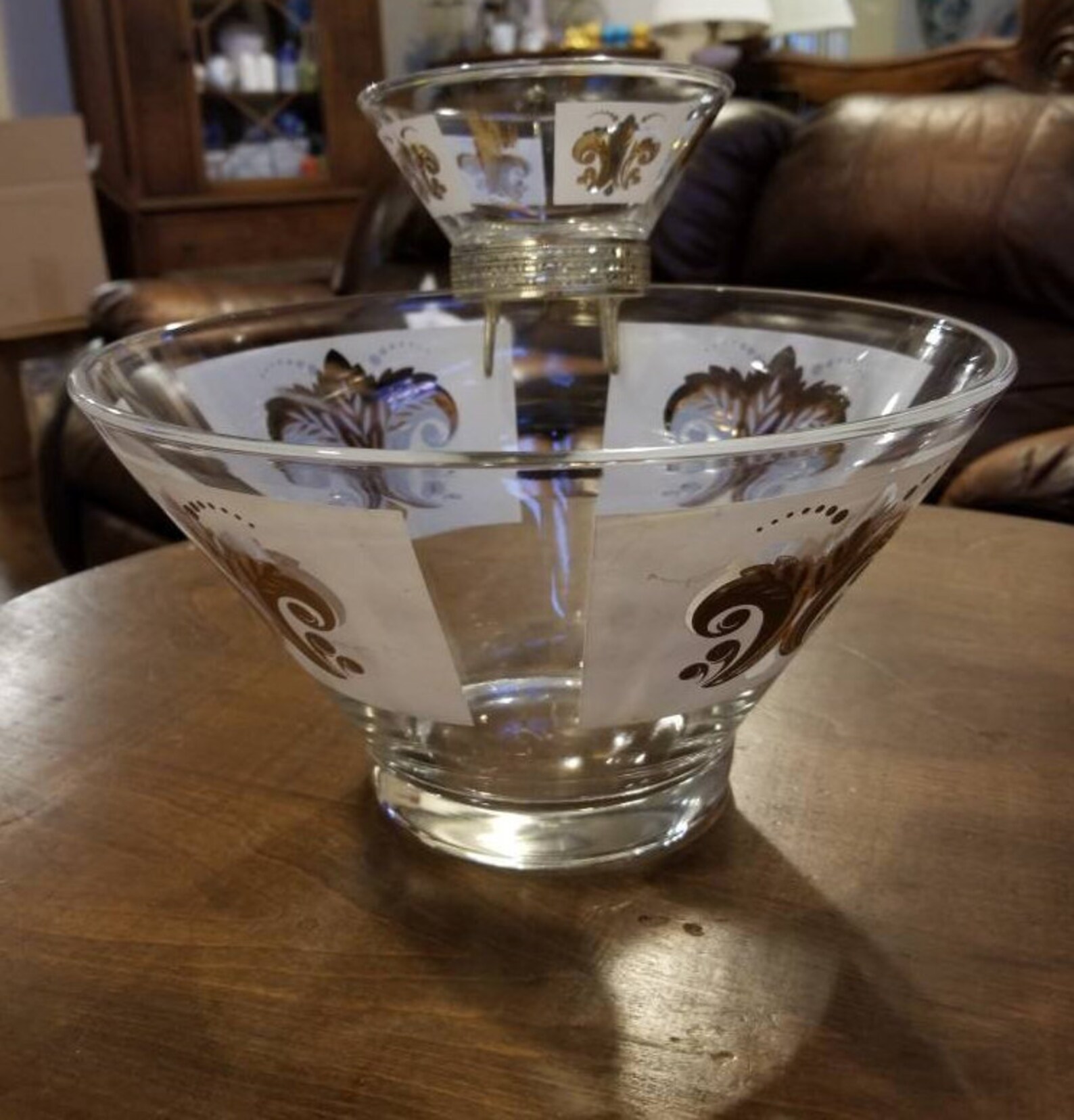 Vintage Anchor Hocking Festive Chip and Dip set with bracket. Etsy