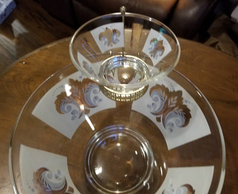 Vintage Anchor Hocking Festive Chip and Dip set with bracket. Etsy