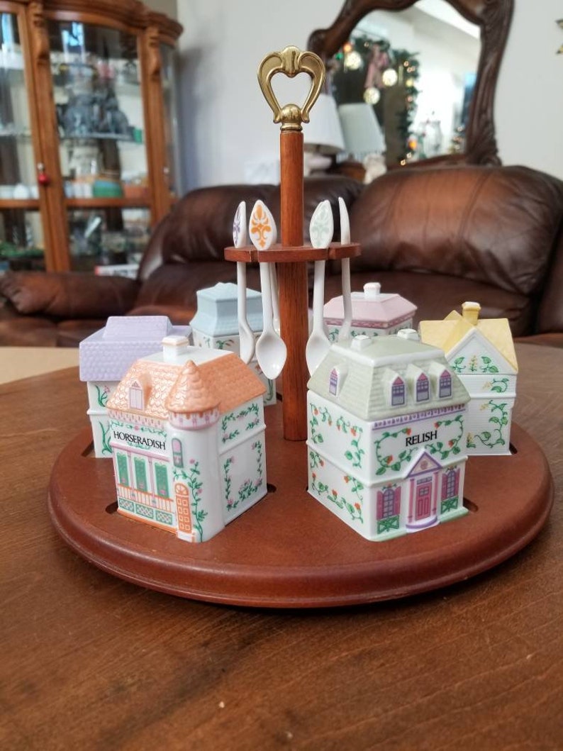 Lenox Village Condiment Set Complete with Spoons and Caddy Etsy