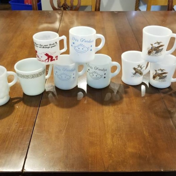 Various Vintage Coffee Mugs By Fire King, Pyrex, Hazel Atlas, and Anchor Hocking (Choice)