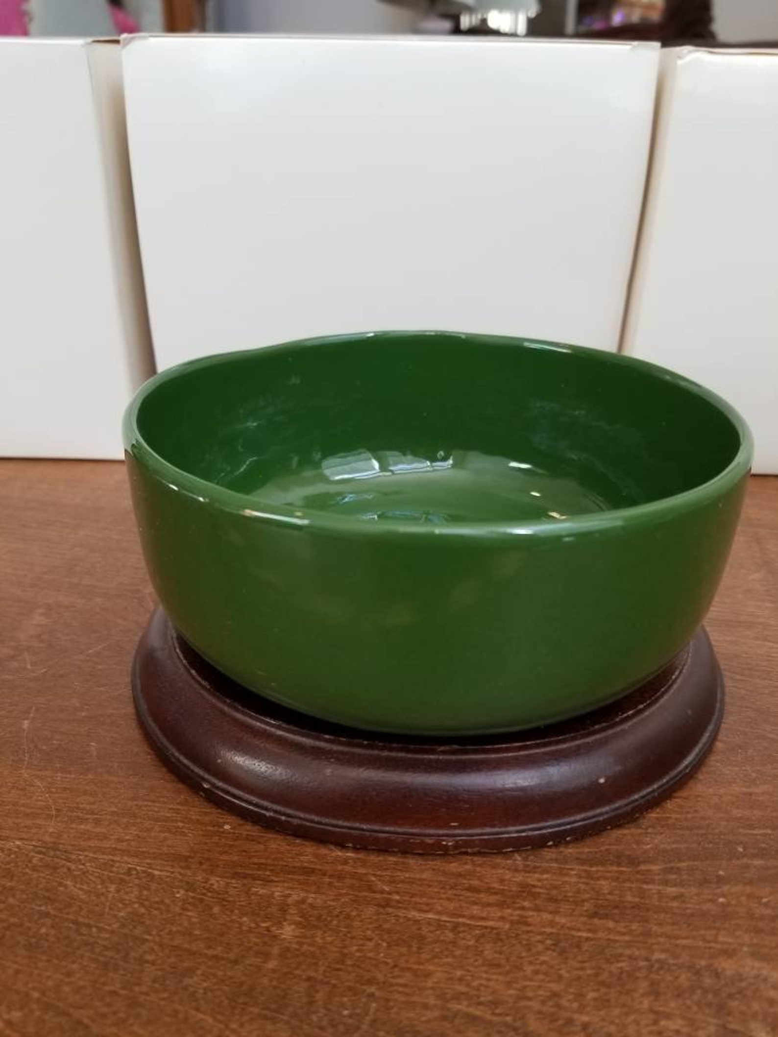 Vintage Forest green Cereal Bowl with wet foot marks Etsy