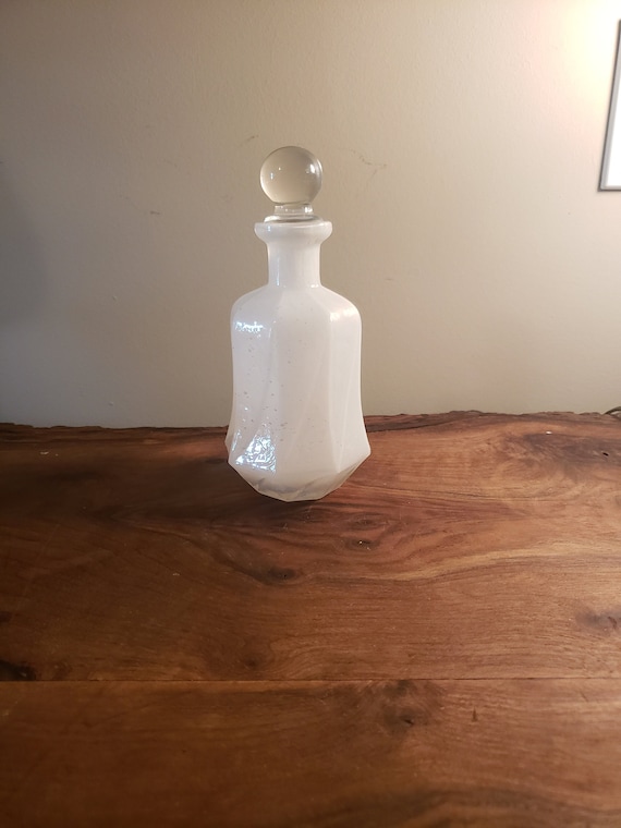 Vintage Clear and White Bottle or Perfume Bottle