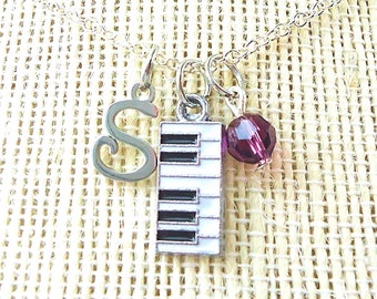 Custom Key Board Charm Necklace-Black & White Enamel Charm-Key Board Instrument, Organ Player, Piano Players, Music Lover, Music Gift