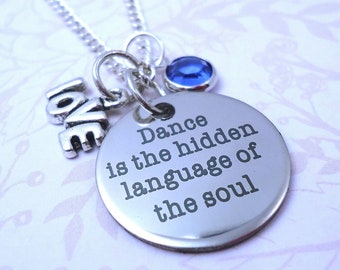 Dance is the hidden language of the soul dance jewelry gift for dancer quote necklace ballet teacher gift key chain key ring key fob
