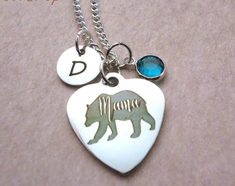 Mama Bear Chain Necklace - Mama Beart Charm, Mom Kid, Mom Daughter, Mom Son, New Mom, Mom Daughter, Mother's Day, Grandma, Grandmother