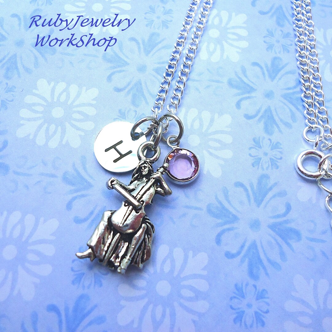 Cello Player Chain Necklace-cello Player, Cellist-initial Birthstone ...