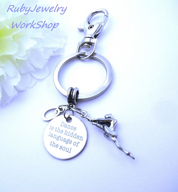Dance is the hidden language of the soul dance jewelry gift for dancer quote necklace ballet teacher gift key chain key ring key fob