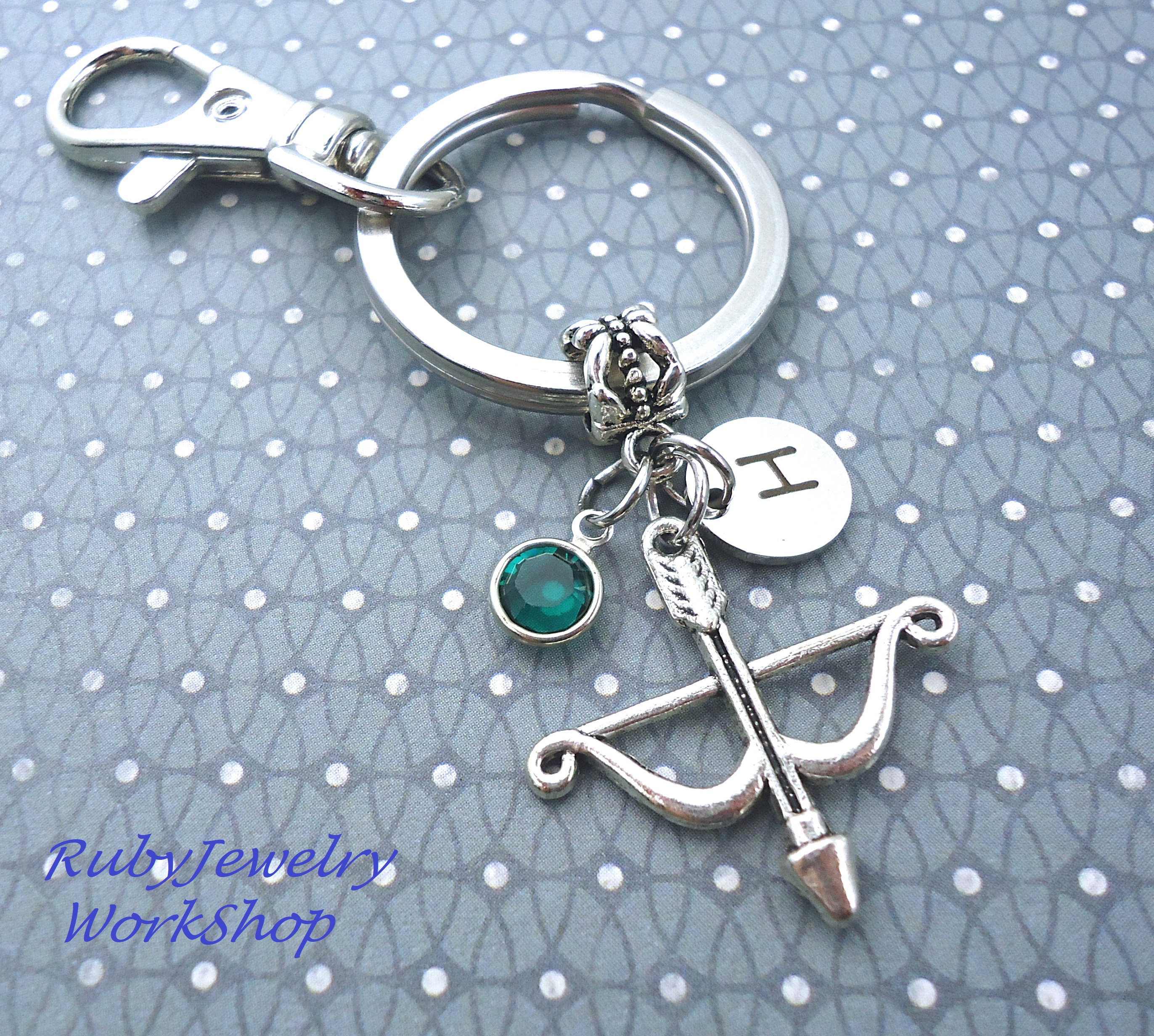 Metal Antique Silver Color Keychains Keyrings FE5H7 Bow Arrow Key Chain Ring