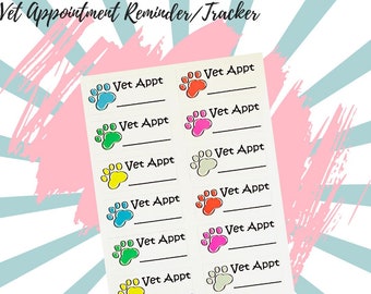 Veterinarian Appointment Stickers, Veterinary Decal Journal Stickers, Pet Planner Stickers Pack, Pet Planner Sticker Sheet