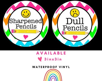 Class Pencil Vinyl Labels, Teacher Stickers, Classroom Organization, Waterproof