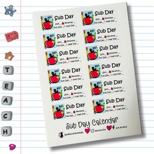 Teacher Sick Day Planner Stickers, Substitute Teacher Planner Stickers, Teacher Planner Sticker Sheet
