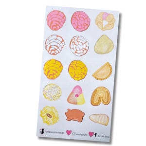 Sweet Bread Stickers. Mexican Desserts, Pan Dulce Stickers, Planner Stickers