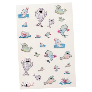 Cute Beluga Whale Sticker Pack,  Beluga Whales, ARTANDSOULTXDESIGN Planner Stickers