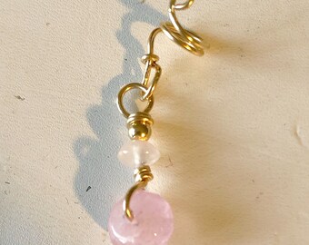 Loc Jewelry 14K Gold Filled Adjustable Dread Bead Jewel Charm Dreadlock Accessories Rose Quartz Gemstone Schmuck Bridal Hair Adornments