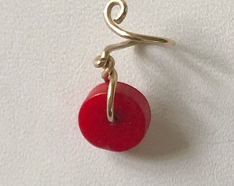 Dreadschmuck Dreadlockschmuck from Bronze wire with real pearl of red coral Dreadperle Rast ash Muck Red Coral