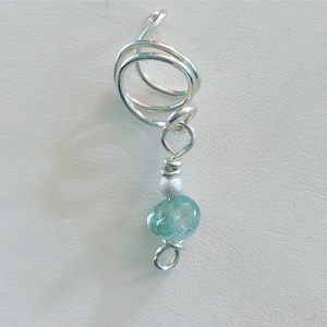 Loc Jewelry Sterling Silver Aquamarine Adjustable Jewel Dread Beads Charms Schmuck Dreadlock Accessories Gemstone
