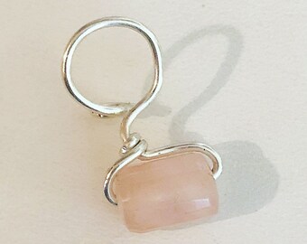 Loc Gioielli Sterling Argento Rosa Quarz Regolabile Gemstone Dread Bead Charm Gioiello Dreadlock Accessori Bridal Hair Pink Schmuck