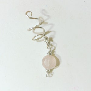 Loc Jewelry Sterling Silver Rose Quartz Adjustable Gemstone Dread Bead Charm Jewel Dreadlock Accessories Bridal Hair Pink Schmuck