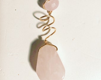Loc Jewelry Rose Quartz 14K Dread Bead Charm Jewel Dreadlock Accessories Bridal Hair Pink Gemstone