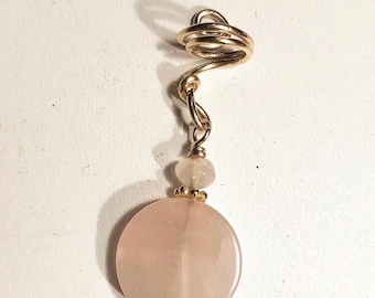 Loc Jewelry Rose Quartz 14K Gold Filled Adjustable Dread Jewel Charm Bead Dreadlock Accessories Bridal Hair Pink Gemstone Schmuck