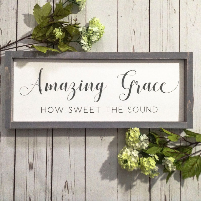 Framed Amazing Grace Hymn Sign Scripture Wall Art Christian Etsy