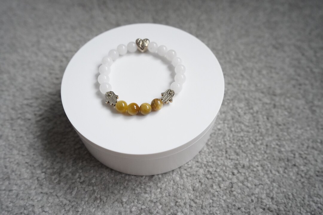 Embrace of the Tiger White Jade & Tiger Eye Bracelet With Etsy
