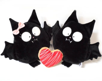 Pareja Vampiro murcielago peluche regalo aniversario boda corazon decoracion cumpleaños amor tierno juguete kawaii gótico novia guyuminos