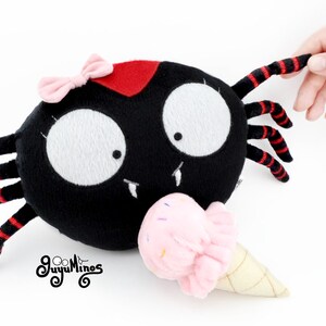 Araña niño niña peluche tierno regalo Decoración recuerdo juguete negro kawaii suave nombre bordado cumpleaños corazón gótico amor guyuminos Girl Non embroidery