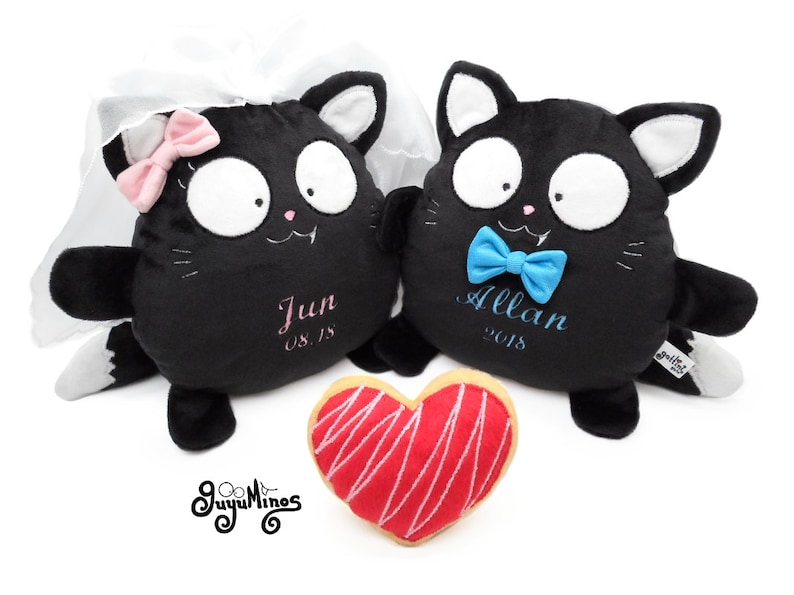 Black Cat Boy Custom Plush Toy gift anniversary kid Decor Cute plushies stuffed nursery Birthday animal baby heart birth heart guyuminos