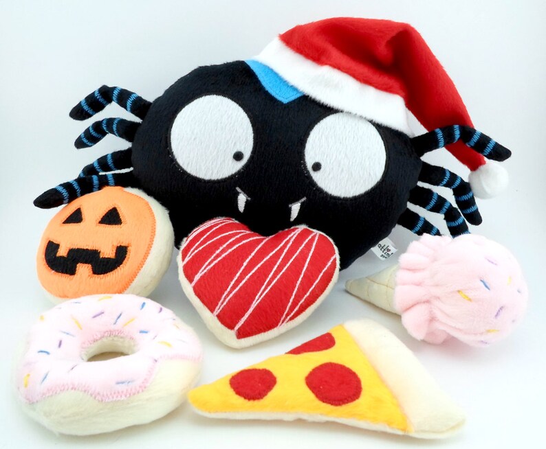 Araña niño niña peluche tierno regalo Decoración recuerdo juguete negro kawaii suave nombre bordado cumpleaños corazón gótico amor guyuminos imagen 6