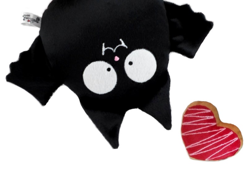 Bat vampire boy girl plushie toy name personalized decor goth dark love black heart kawaii nursery animal baby Halloween xmas gift guyuminos image 8