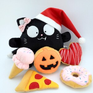 Black Cat Girl Boy Plush Toy decor nursery baby custom Cute Goth stuff love heart plushies name Birthday kitten animal guyuminos