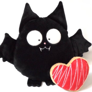 Bat vampire boy girl plushie toy name personalized decor goth dark love black heart kawaii nursery animal baby Halloween xmas gift guyuminos image 1