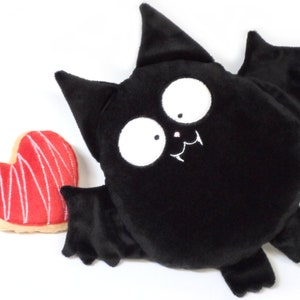 Bat vampire boy girl plushie toy name personalized decor goth dark love black heart kawaii nursery animal baby Halloween xmas gift guyuminos Heart-Shaped Donut