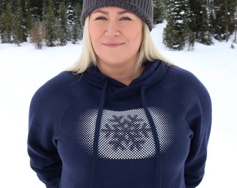Snowflake Navy Crossover Hoodie | Unisex | Sponge Fleece