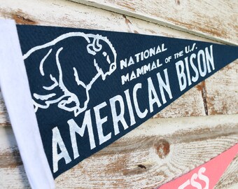 Bison Pennant | American Buffalo | Screen Printed on Felt