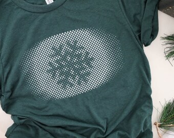 Snowflake T-Shirt | Unisex Tri-Blend Forest Green | Winter Snow